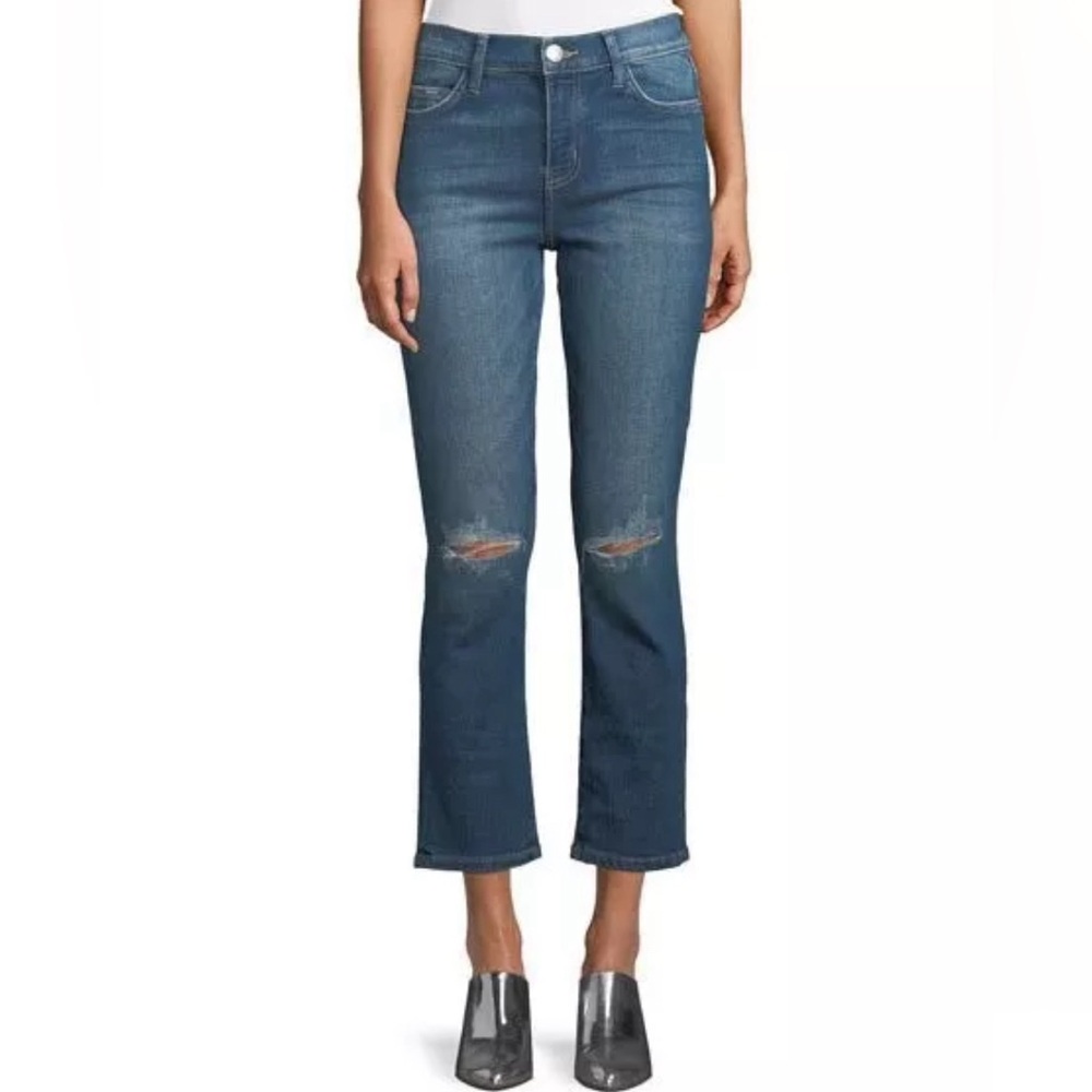 Current/Elliott The High Waist Straight‎ Leg Cropped Jean Med Wash Size 25